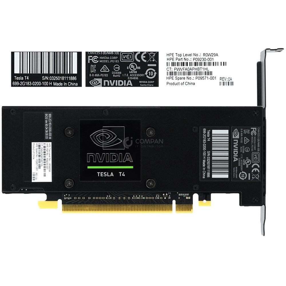 P09571-001 NVIDIA TESLA T4 16GB GDDR6 ACTIVE GRAPHICS PROCESSING UNIT